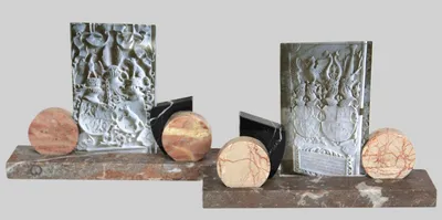 Art Déco marmer fotohouders, paar