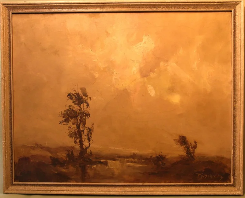 Heidelandschap - Diversen › Schilderijen en prenten - €95.00 - Schilderij op doek in oorspronkelijke lijst
Gesigneerd: Pieter Schmitz
20e eeuw
97 x 77cm, lijst inbegrepen