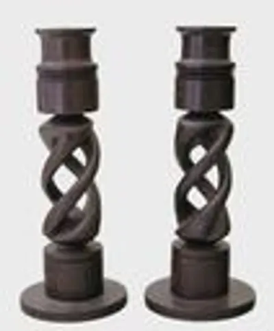 Paar ebbenhouten kandelaars thumbnail 1