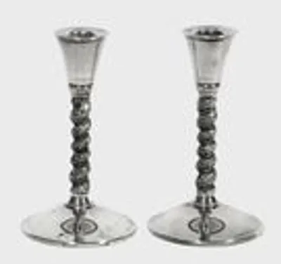 Paar verzilverde kandelaartjes thumbnail 1