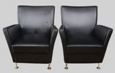 Paar vintage leder zetels Hurup thumbnail 1