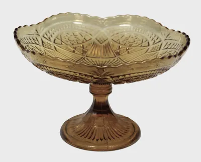 Schaal op voet, geel geperst glas