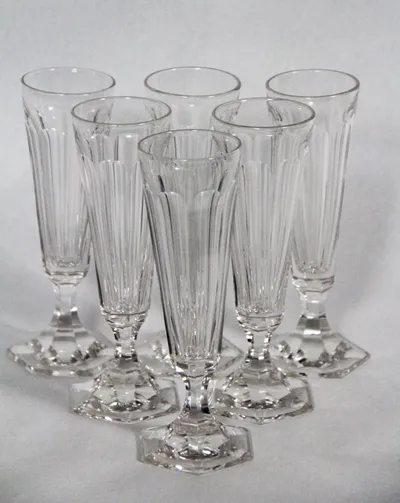 Set van 6 kristal fluitglazen