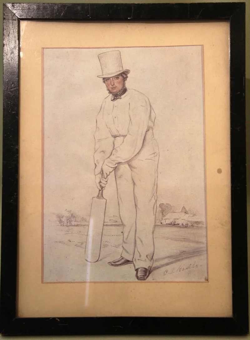 Tekening van cricketspeler - Diversen › Schilderijen en prenten - €55.00 - Tekening van cricketspeler in oorspronkelijke lijst
Onleesbaar gesigneerd.
Vroege 20e eeuw
28.5 x 38.5cm lijst inbegrepen