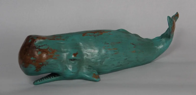 Walvissculptuur - Diversen › Figuren - €65.00 - In hout gesculpteerde walvis, met oorspronkelijke blauwgroene beschildering.
38cm lang
Vermoedelijk eind 19e/vroeg 20e eeuw