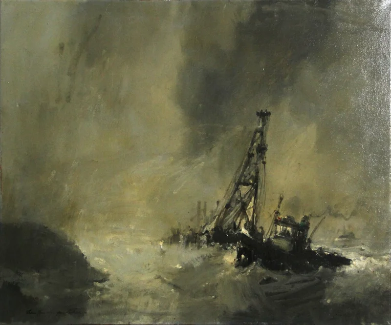 Zeezicht (1) - Diversen › Schilderijen en prenten - €125.00 - Olieverf op doek
Onleesbaar gesigneerd
20e eeuw
Nederland
60x48 cm
zonder lijst